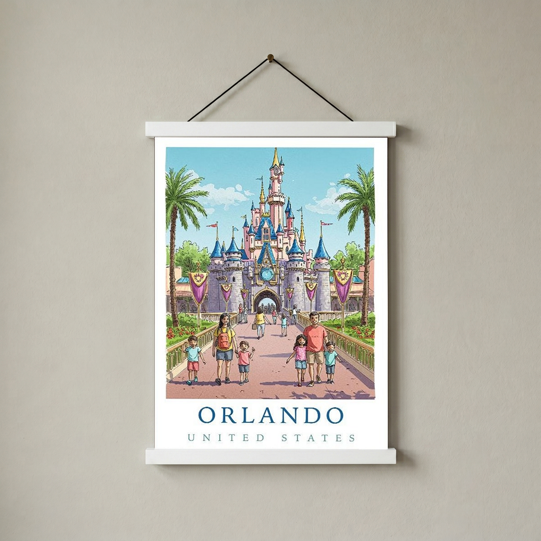 Orlando Florida Travel Poster — Fairy Tale Castle Theme Park Family Print