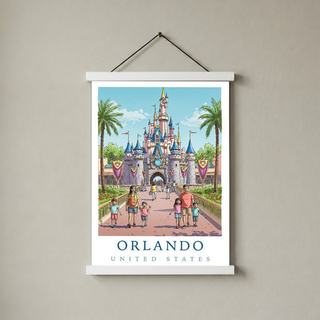Orlando Florida Travel Poster — Fairy Tale Castle Theme Park Family Print