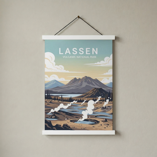 Lassen Volcanic National Park Poster — Vintage California Hydrothermal Print