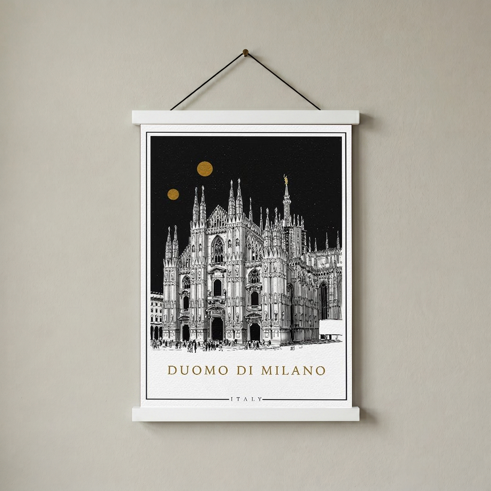 Duomo di Milano Italy Poster — Milan Cathedral Gold Moons Print