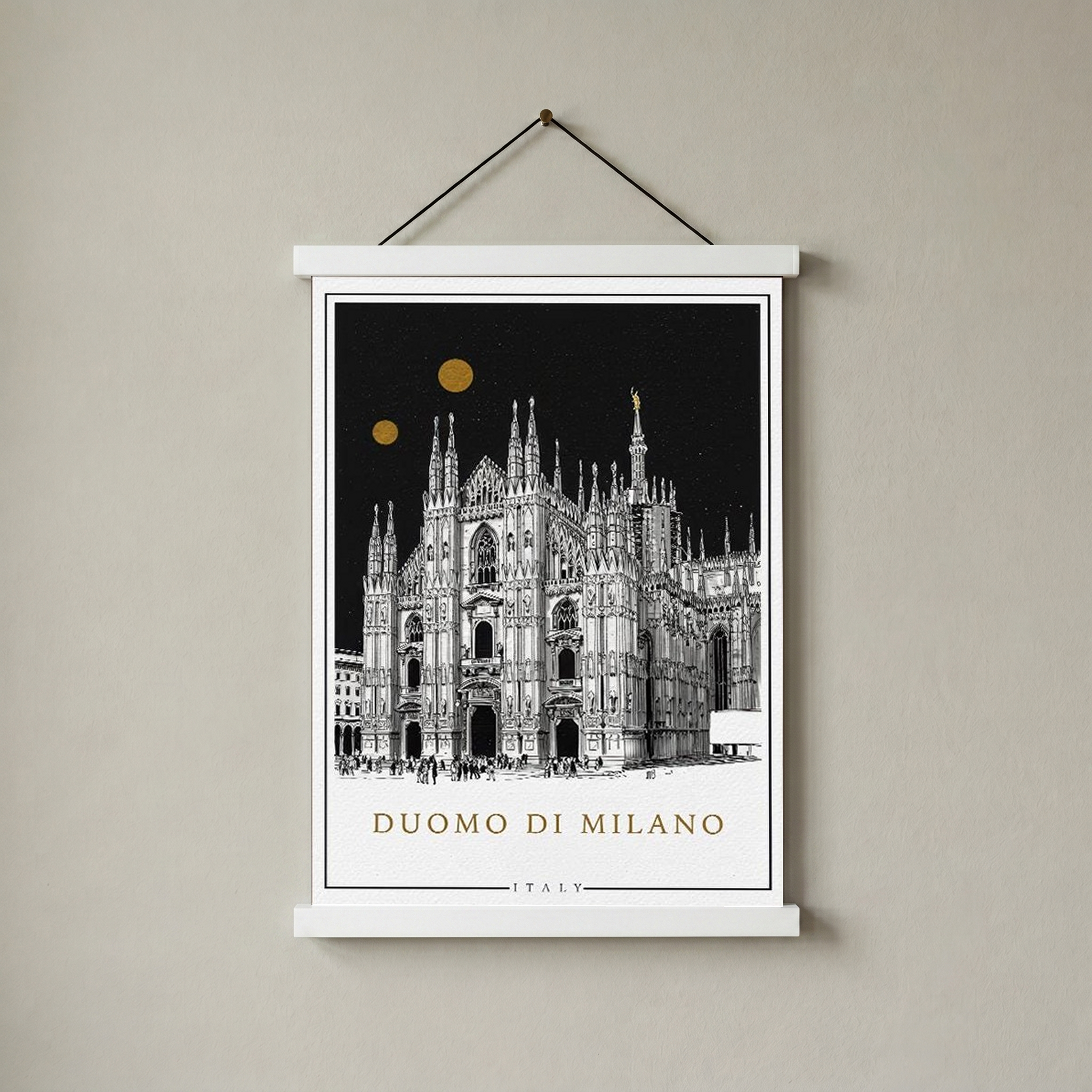Duomo di Milano Italy Poster — Milan Cathedral Gold Moons Print