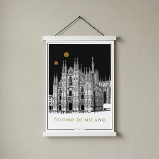 Duomo di Milano Italy Poster — Milan Cathedral Gold Moons Print