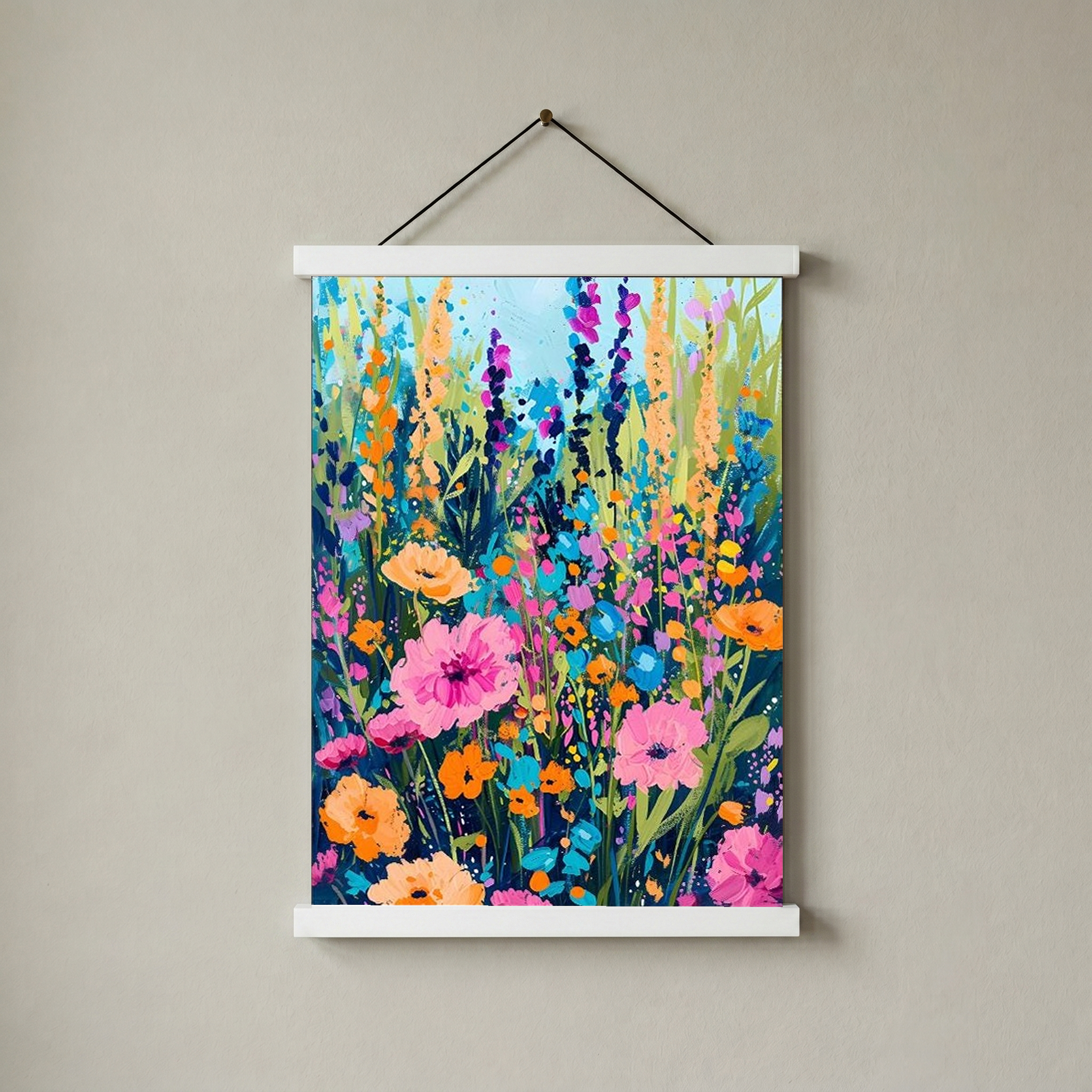 Abstract Flower Field Print — Vibrant Botanical Painterly Wall Art