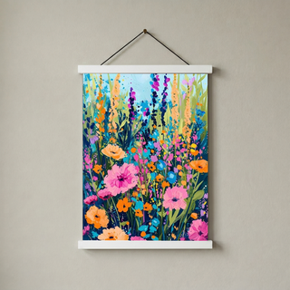 Abstract Flower Field Print — Vibrant Botanical Painterly Wall Art