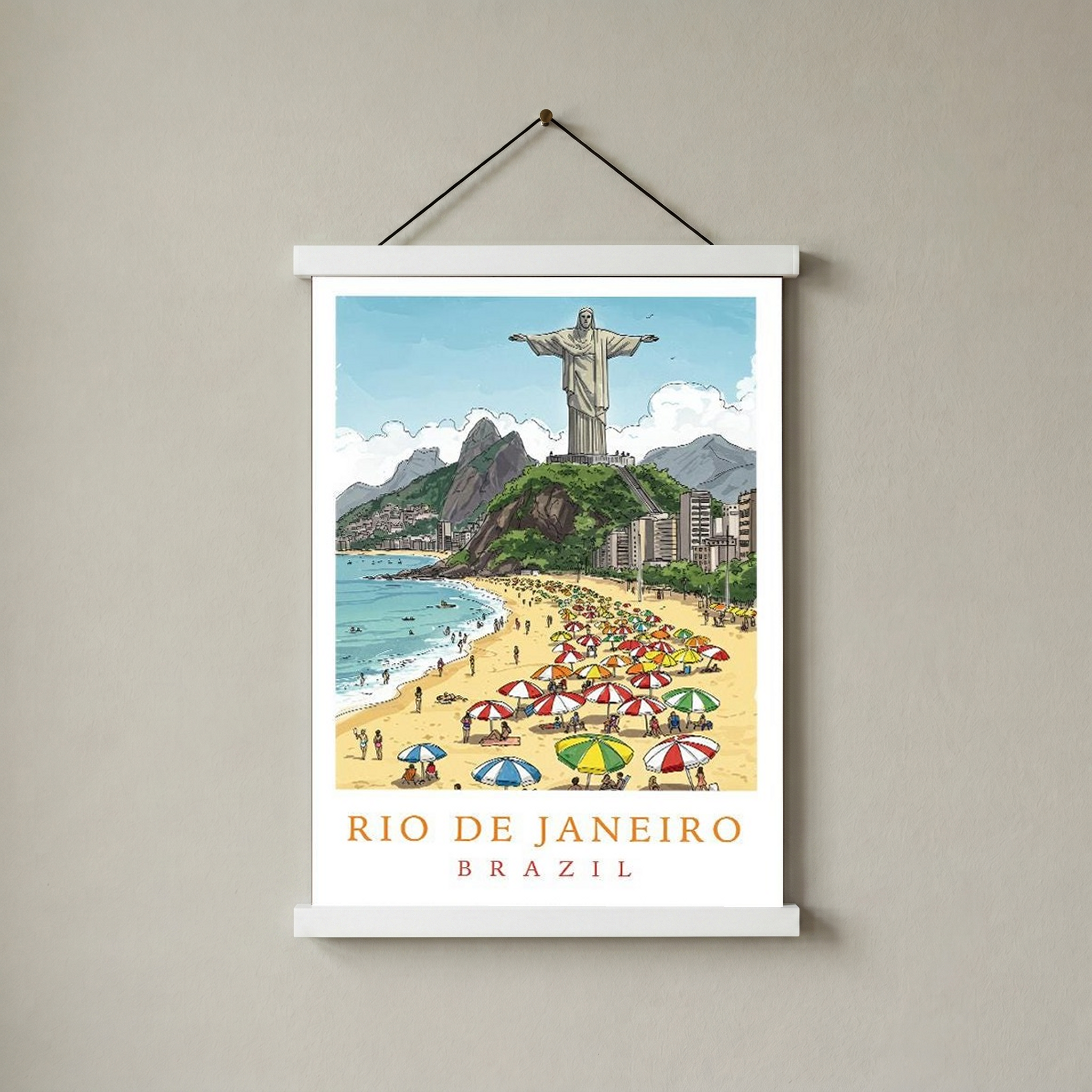 Rio de Janeiro Brazil Travel Poster — Christ Redeemer Copacabana Print