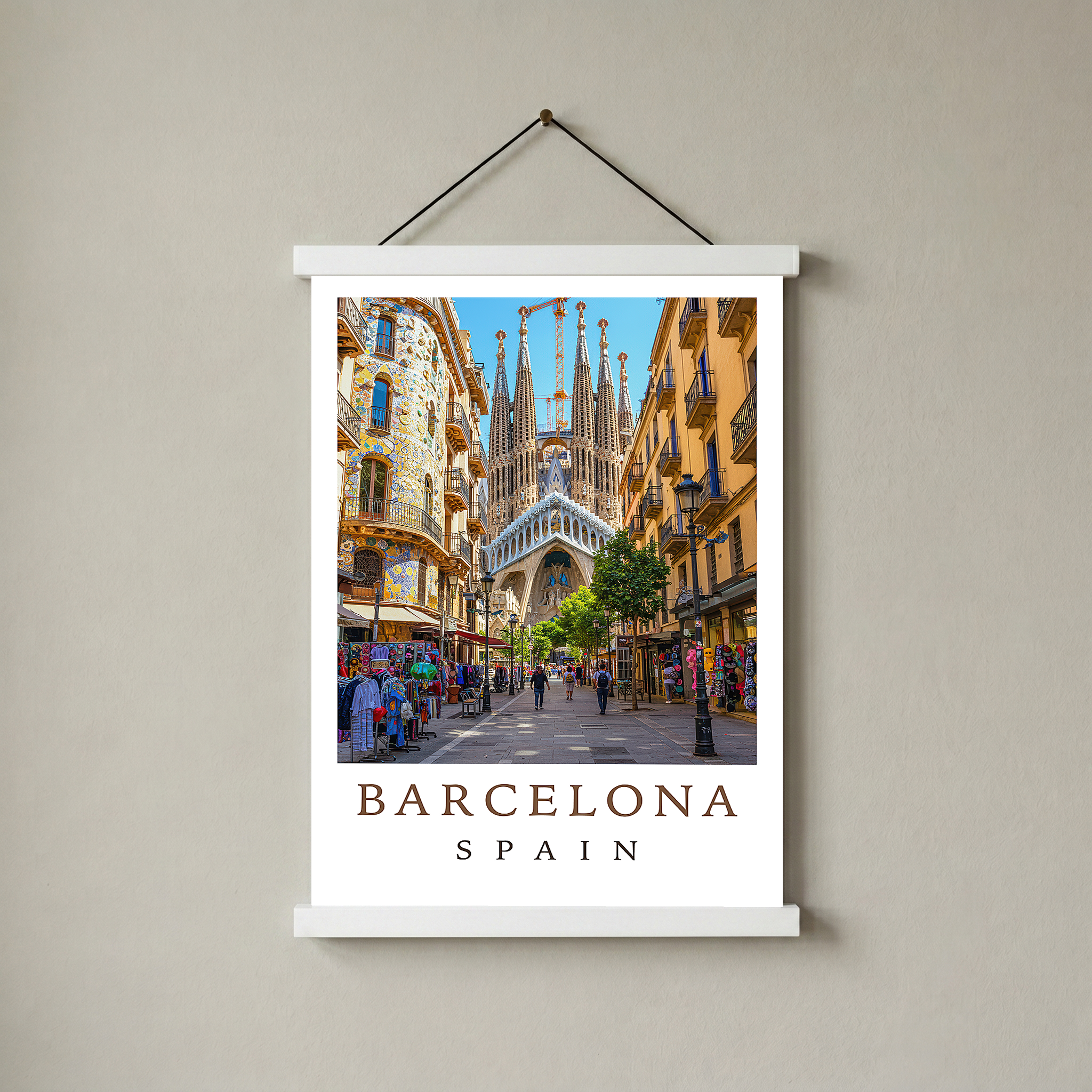 Barcelona Spain Travel Poster — Sagrada Familia Cityscape Print