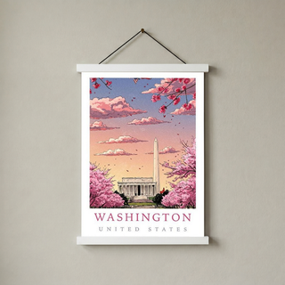 Washington DC — Cherry Blossom Monument Wall Art Print