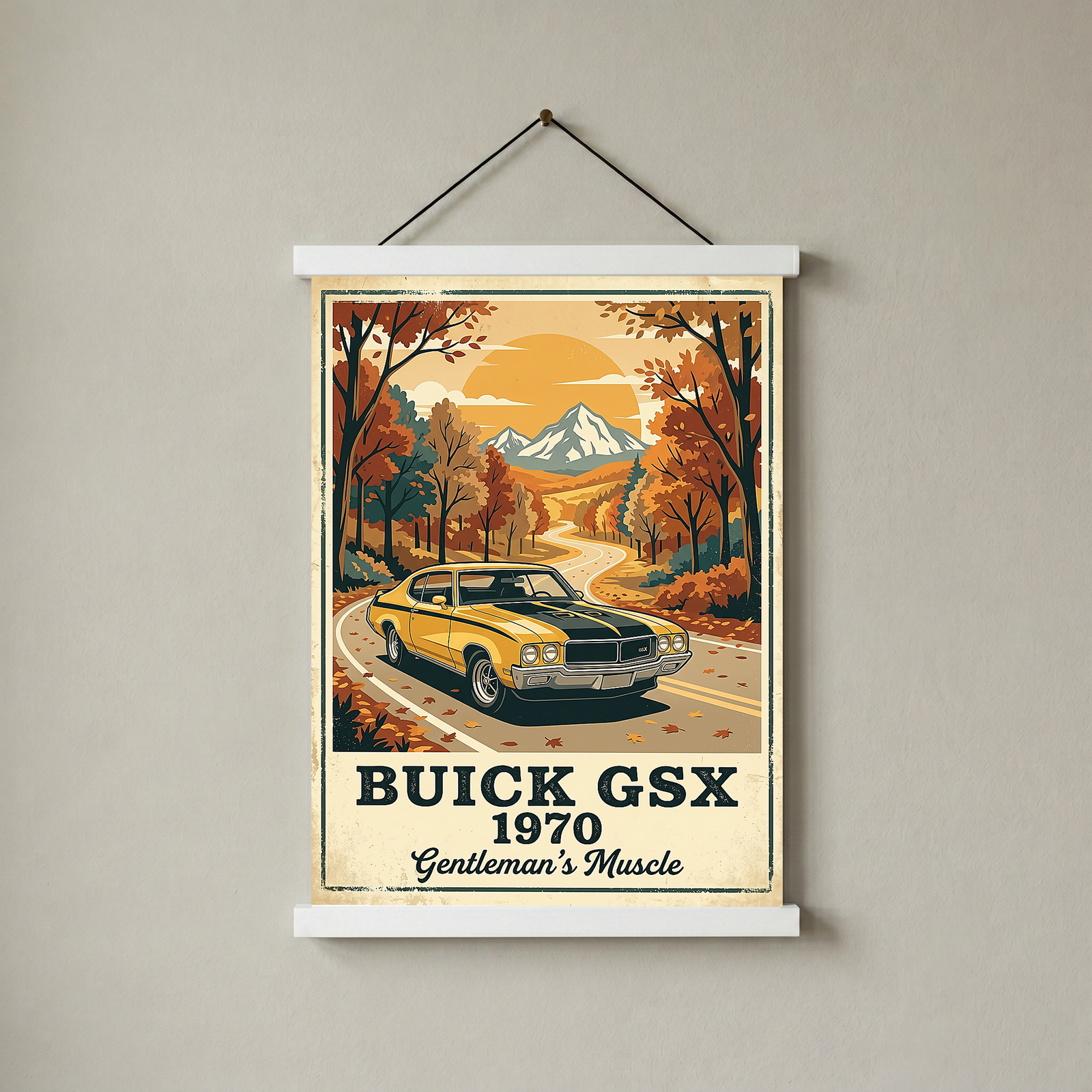Buick GSX 1970 Poster — Vintage Muscle Car Fall Mountain Road Print
