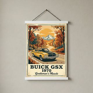 Buick GSX 1970 Poster — Vintage Muscle Car Fall Mountain Road Print