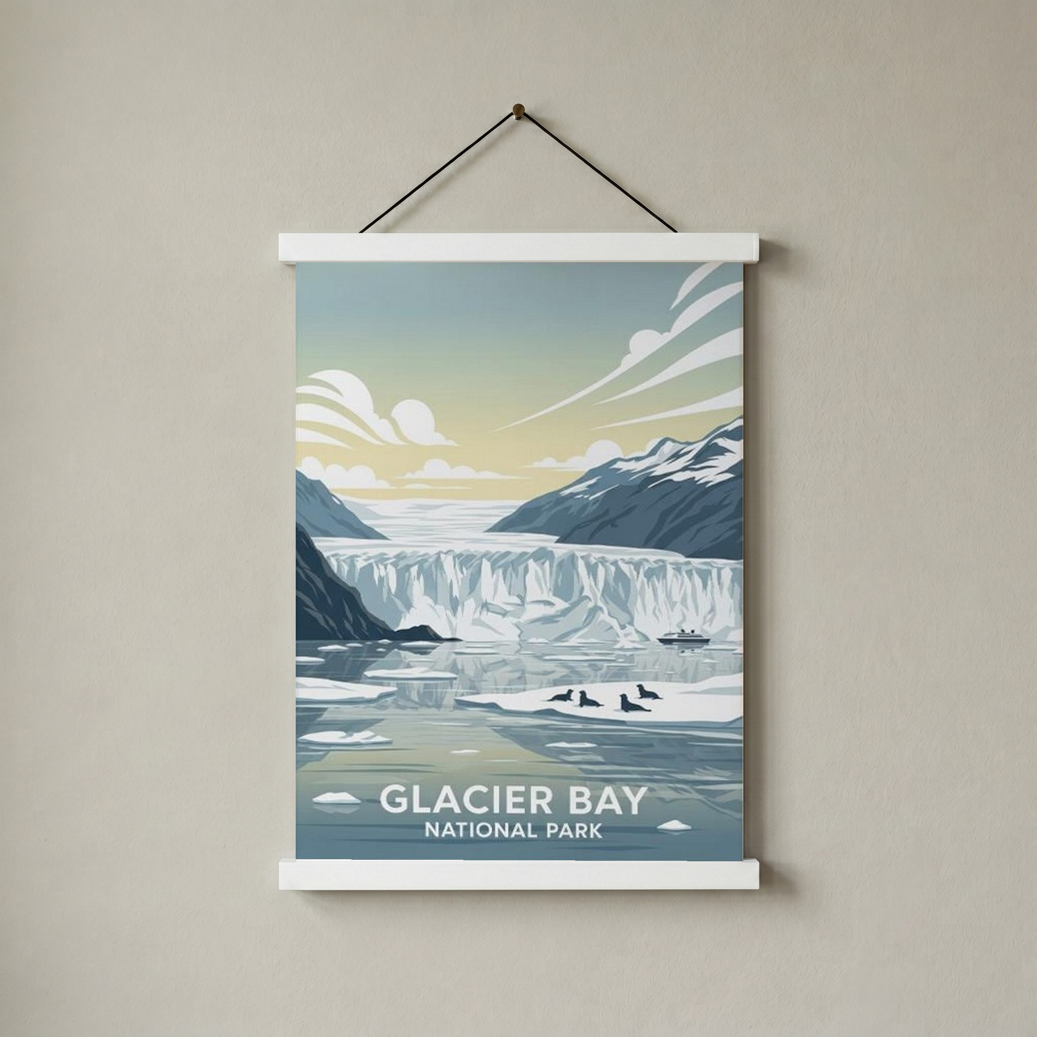 Glacier Bay National Park Poster — Vintage Alaska Tidewater Glacier Seal Print