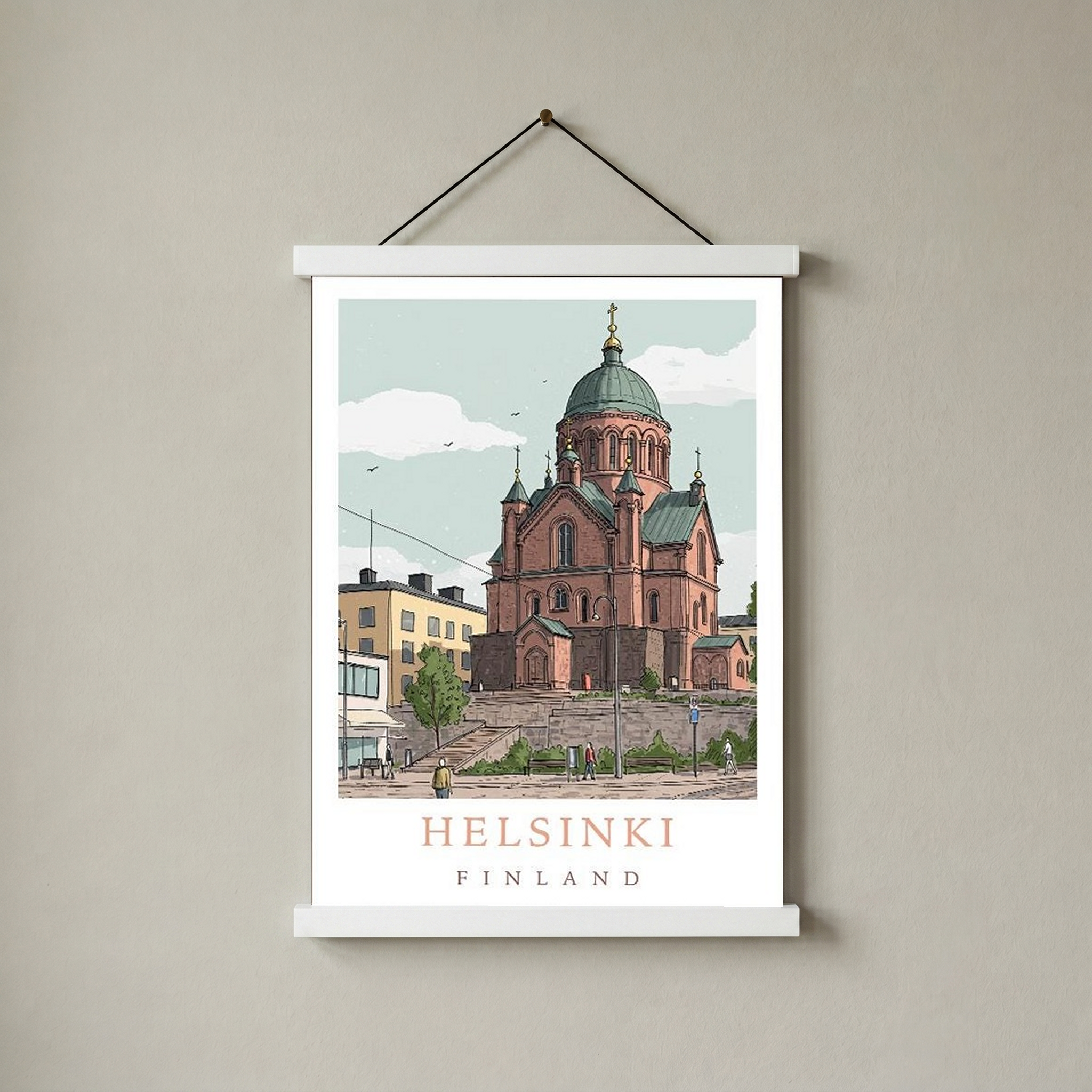 Helsinki Finland Travel Poster — Uspenski Cathedral Nordic City Print