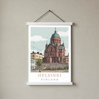 Helsinki Finland Travel Poster — Uspenski Cathedral Nordic City Print