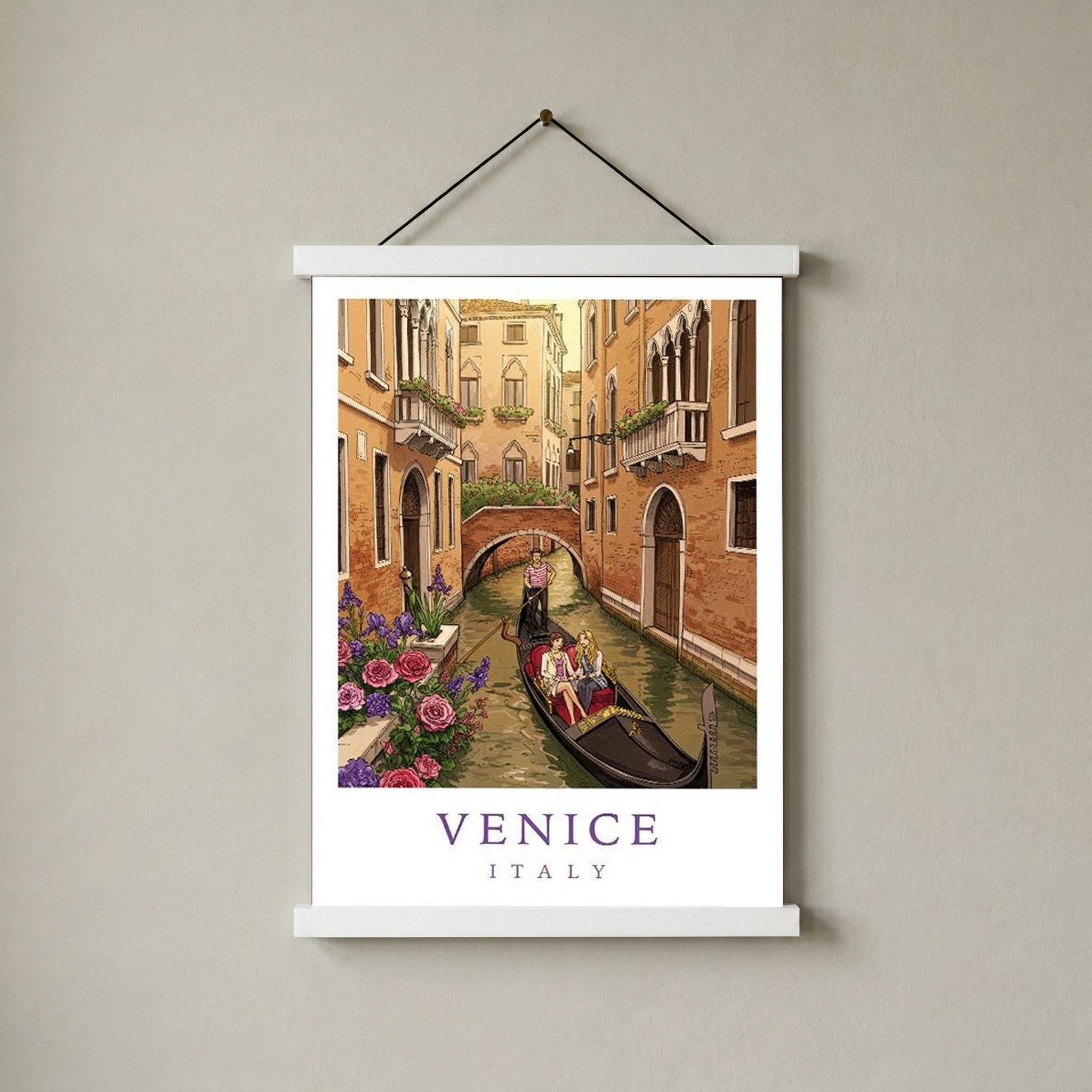 Venice Italy Travel Poster — Gondola Canal Romantic Wall Art Print