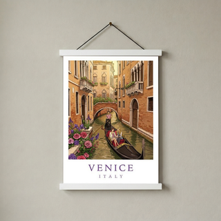 Venice Italy Travel Poster — Gondola Canal Romantic Wall Art Print