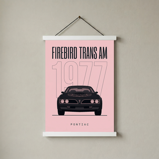 Pontiac Firebird Trans Am 1977 Minimalist Poster — Blush Pink Muscle Line Art