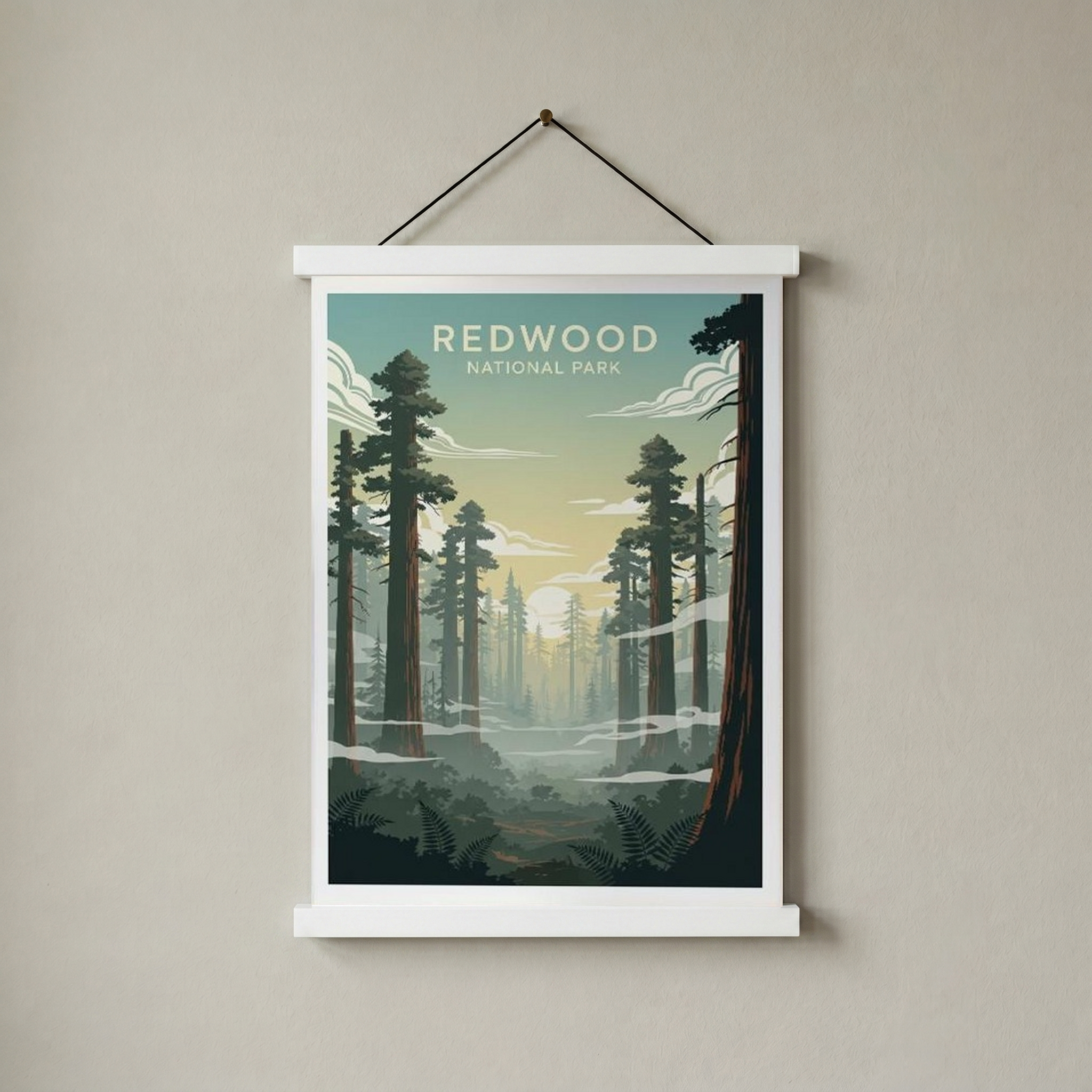 Redwood National Park Poster — Vintage California Towering Forest Print