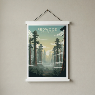 Redwood National Park Poster — Vintage California Towering Forest Print
