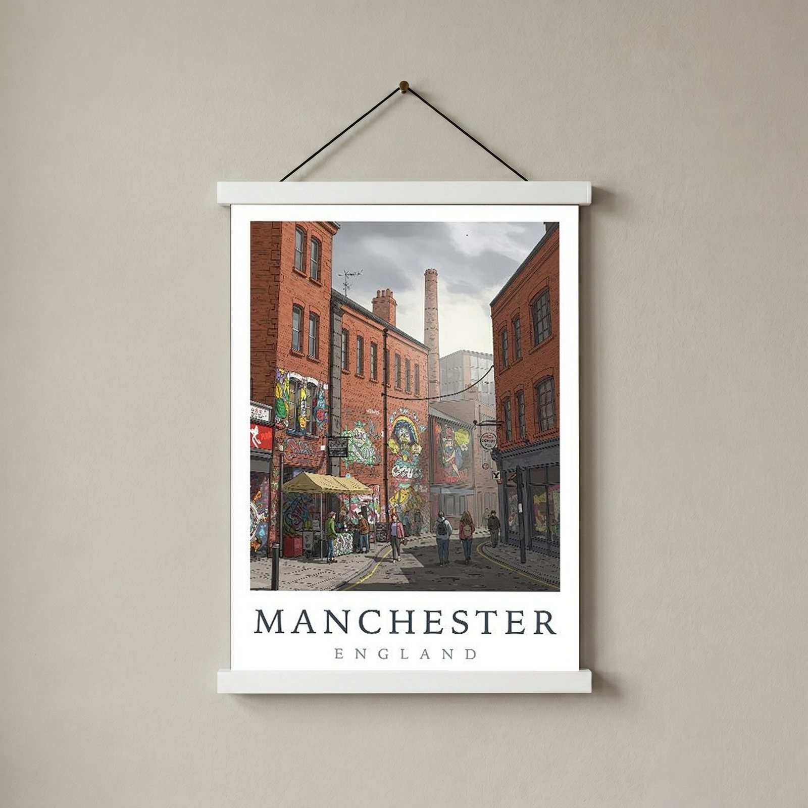 Manchester England Travel Poster — Northern Quarter Street Art Print