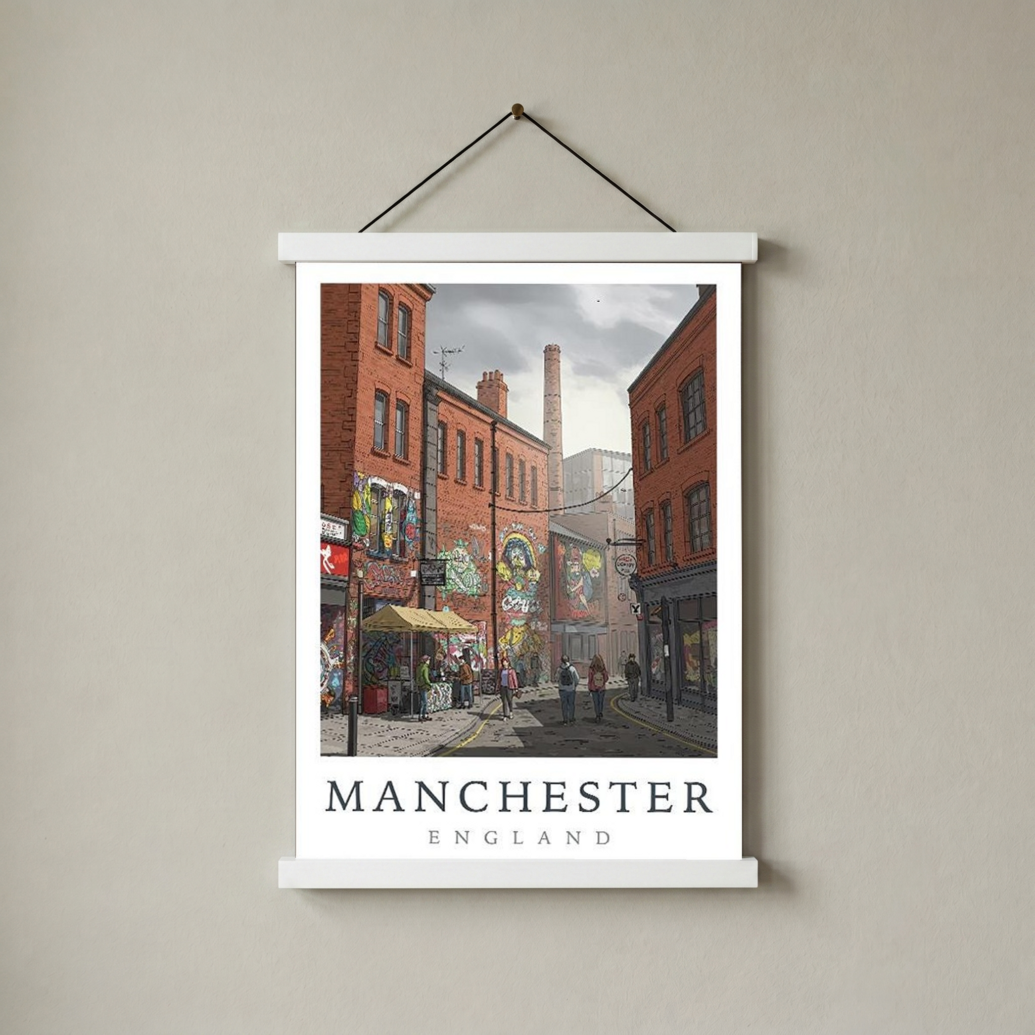Manchester England Travel Poster — Northern Quarter Street Art Print