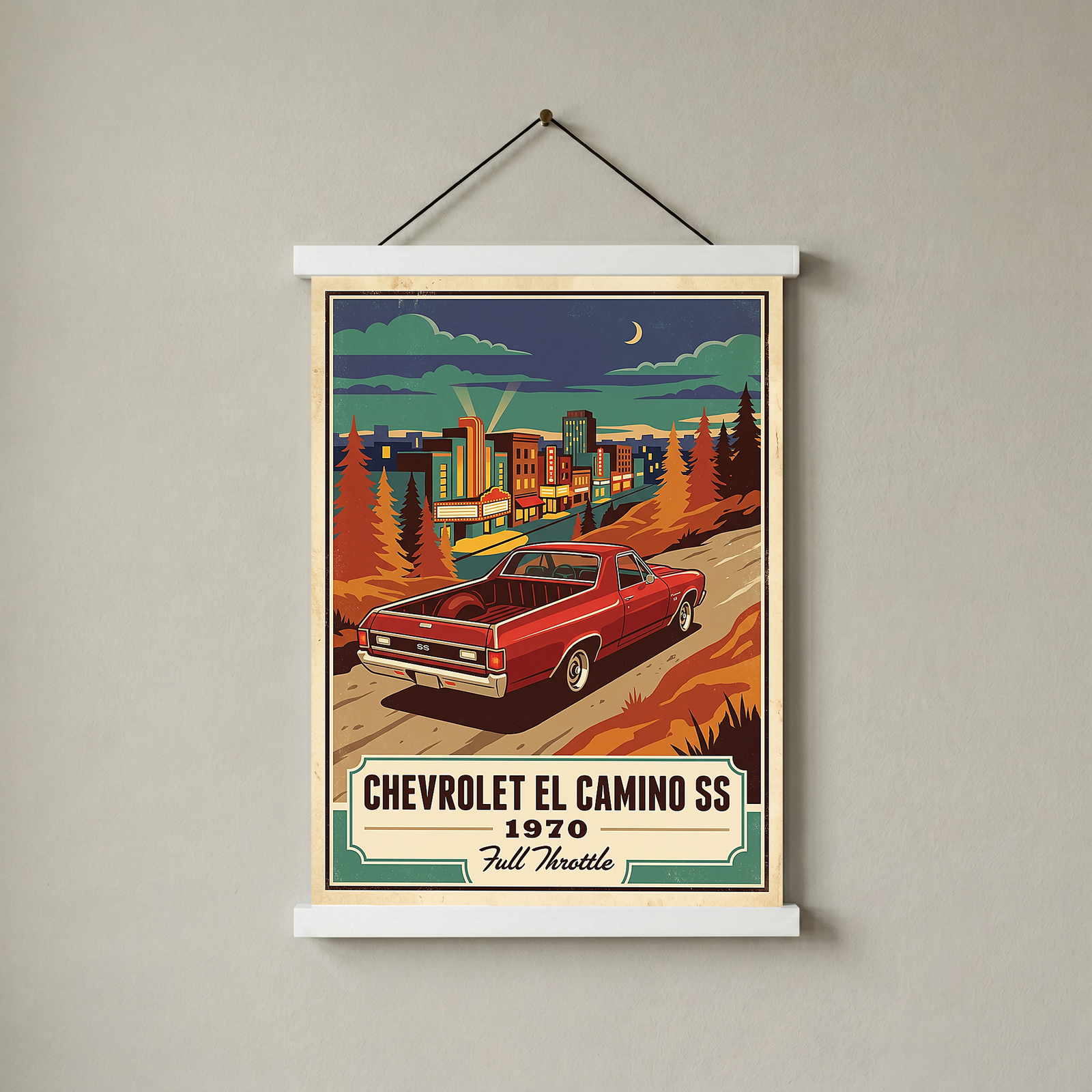 Chevrolet El Camino SS 1970 Poster — Vintage Muscle Truck Cinema Marquee Print