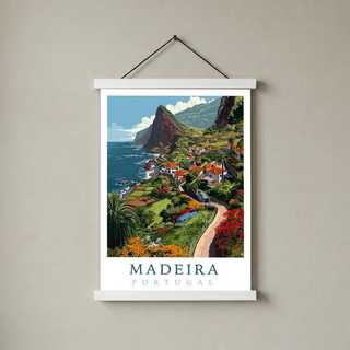 Madeira Portugal Travel Poster — Vintage Island Cliffs Print