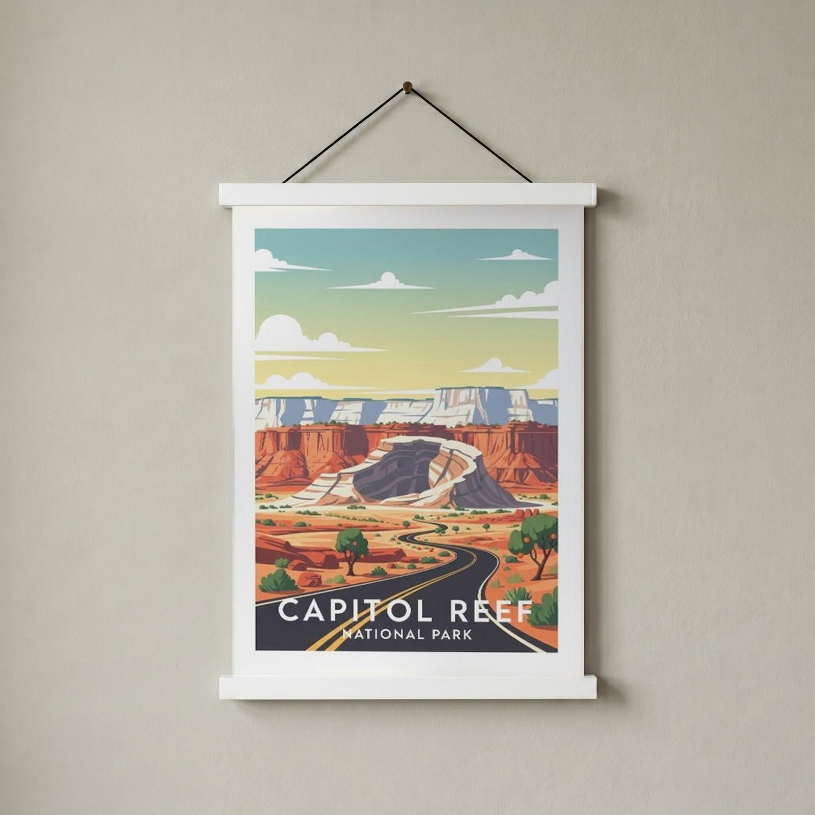 Capitol Reef National Park Poster — Vintage Utah Waterpocket Fold Print