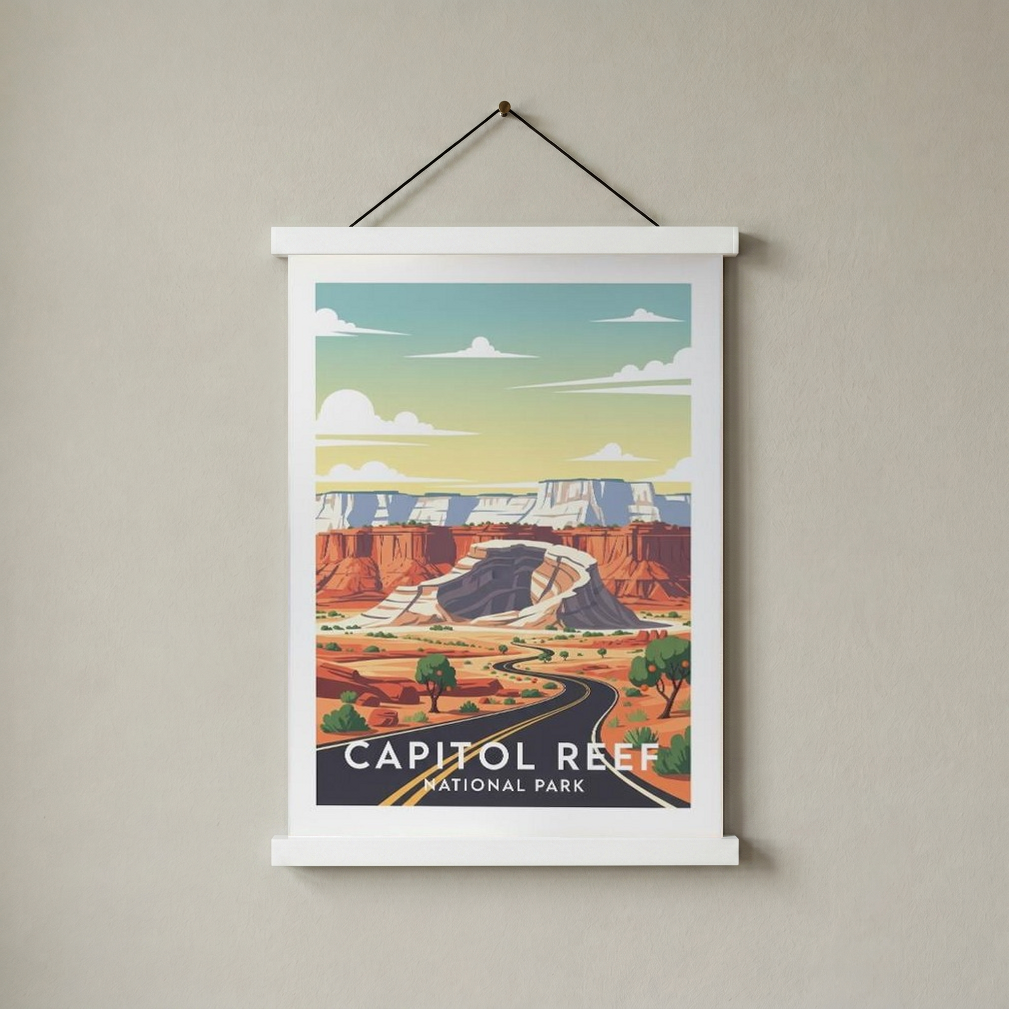 Capitol Reef National Park Poster — Vintage Utah Waterpocket Fold Print