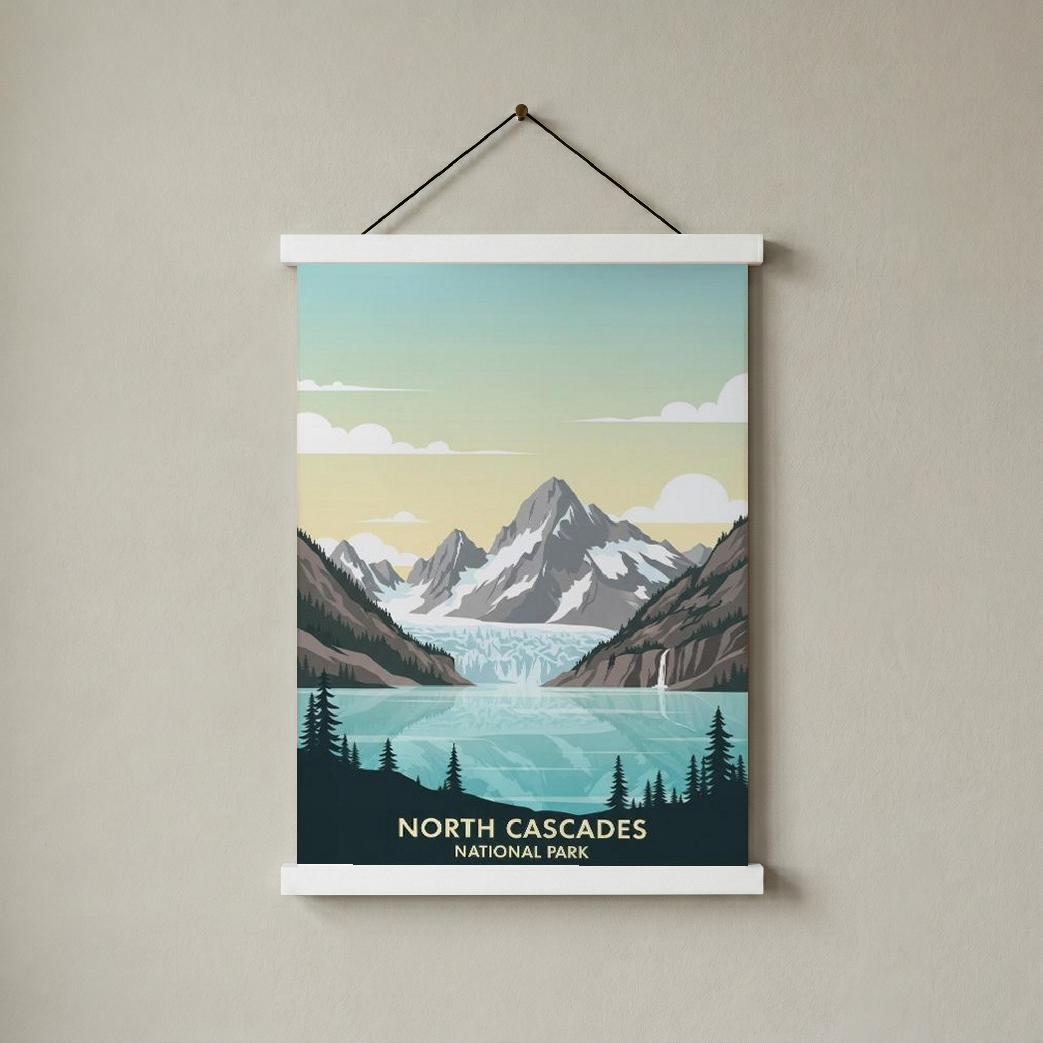 North Cascades National Park Poster — Vintage Washington Glacier Alpine Lake Print