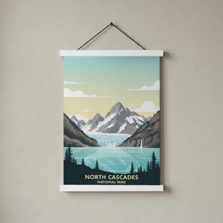 North Cascades National Park Poster — Vintage Washington Glacier Alpine Lake Print