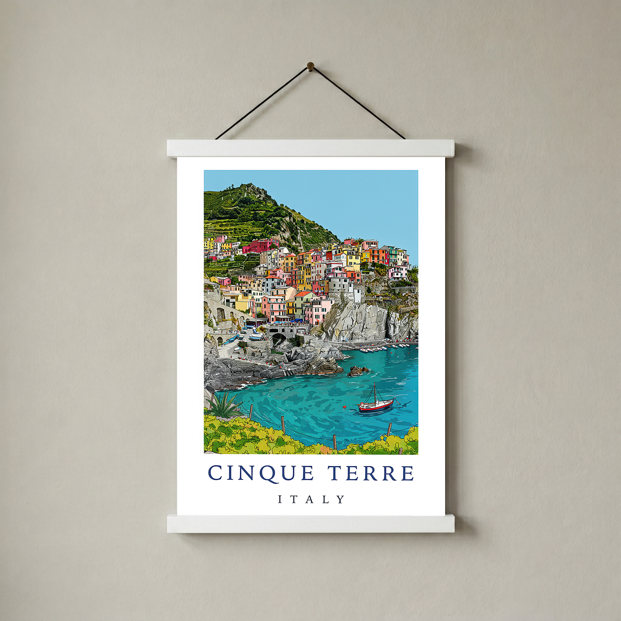 Cinque Terre Italy Travel Poster — Manarola Coastal Village Print