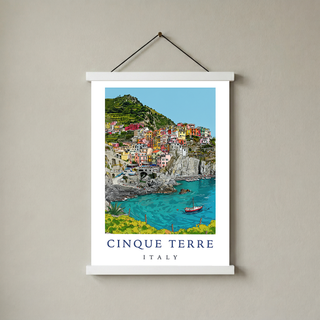 Cinque Terre Italy Travel Poster — Manarola Coastal Village Print