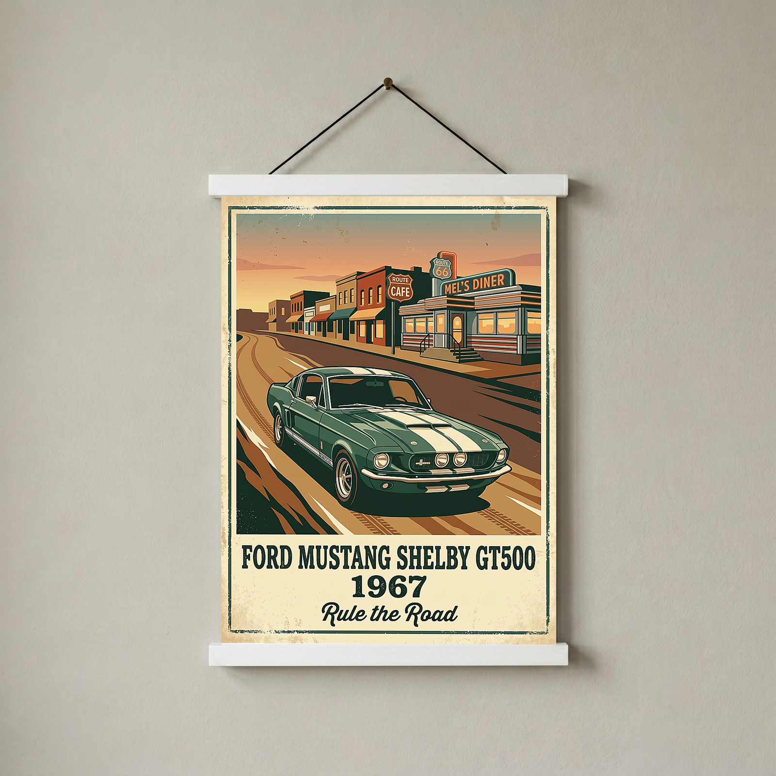 Ford Mustang Shelby GT500 1967 V3 Poster — Route 66 Vintage Diner Print