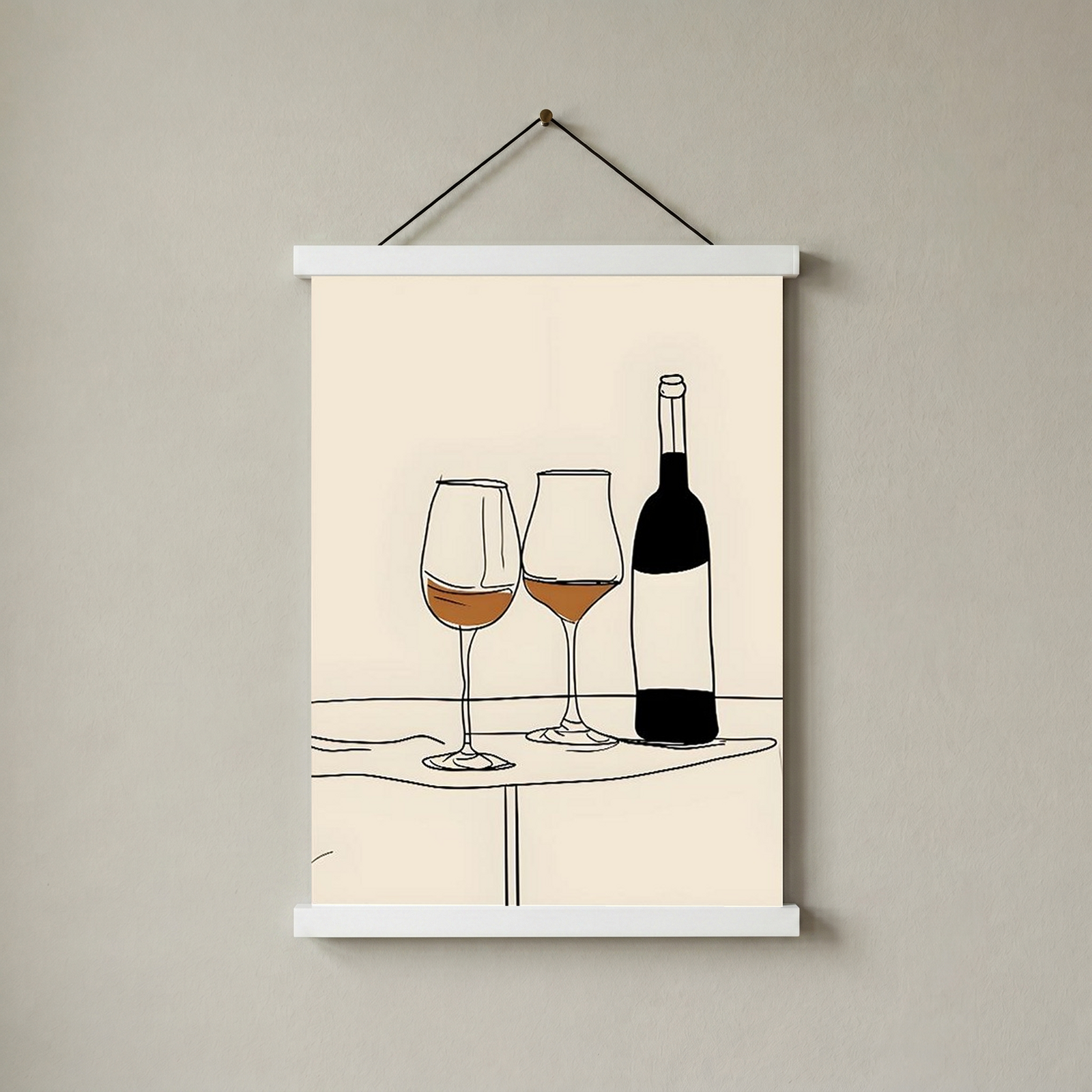 Minimalist Wine Line Art Print – Modern Kitchen & Bar Cart Poster