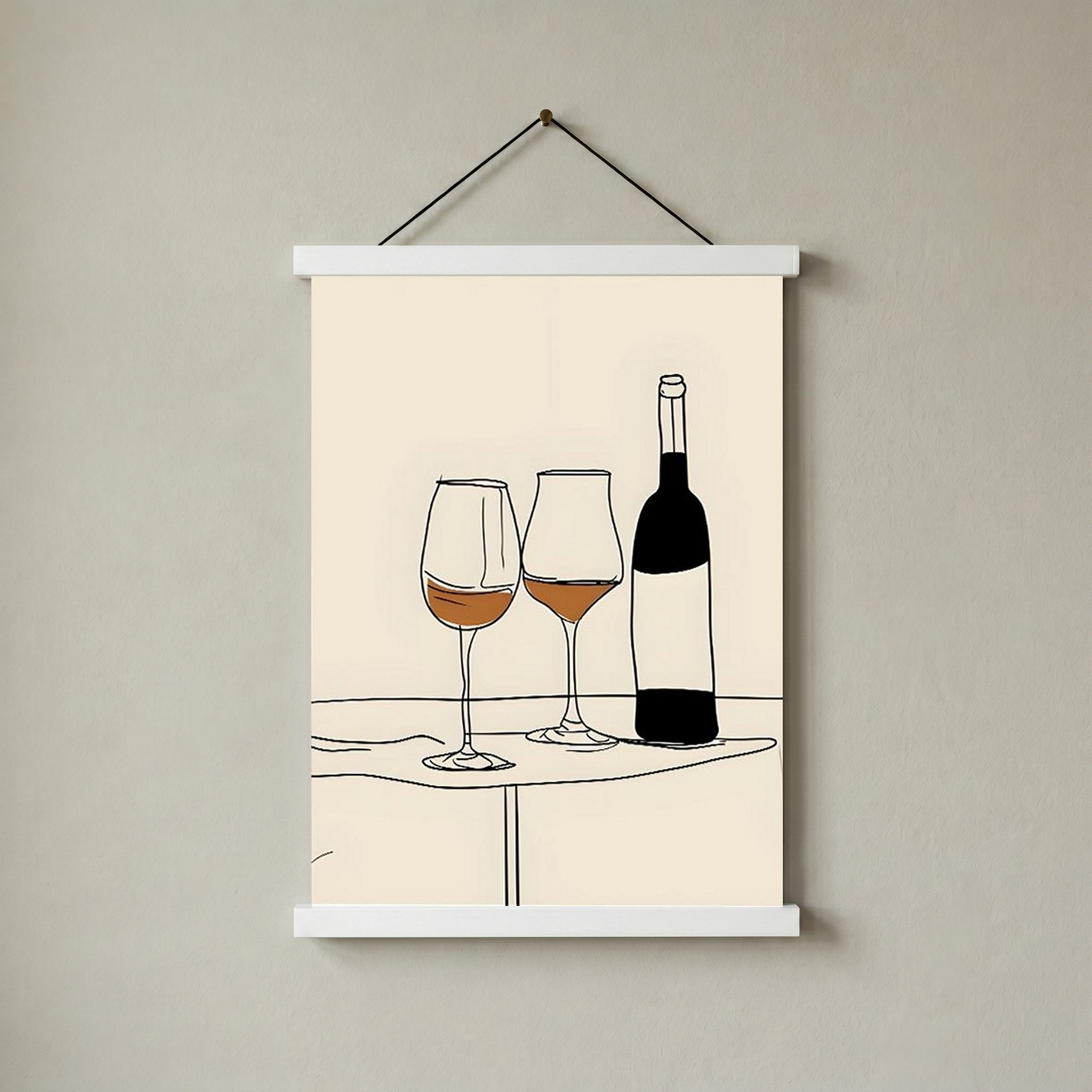 Minimalist Wine Line Art Print – Modern Kitchen & Bar Cart Poster