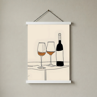 Minimalist Wine Line Art Print – Modern Kitchen & Bar Cart Poster