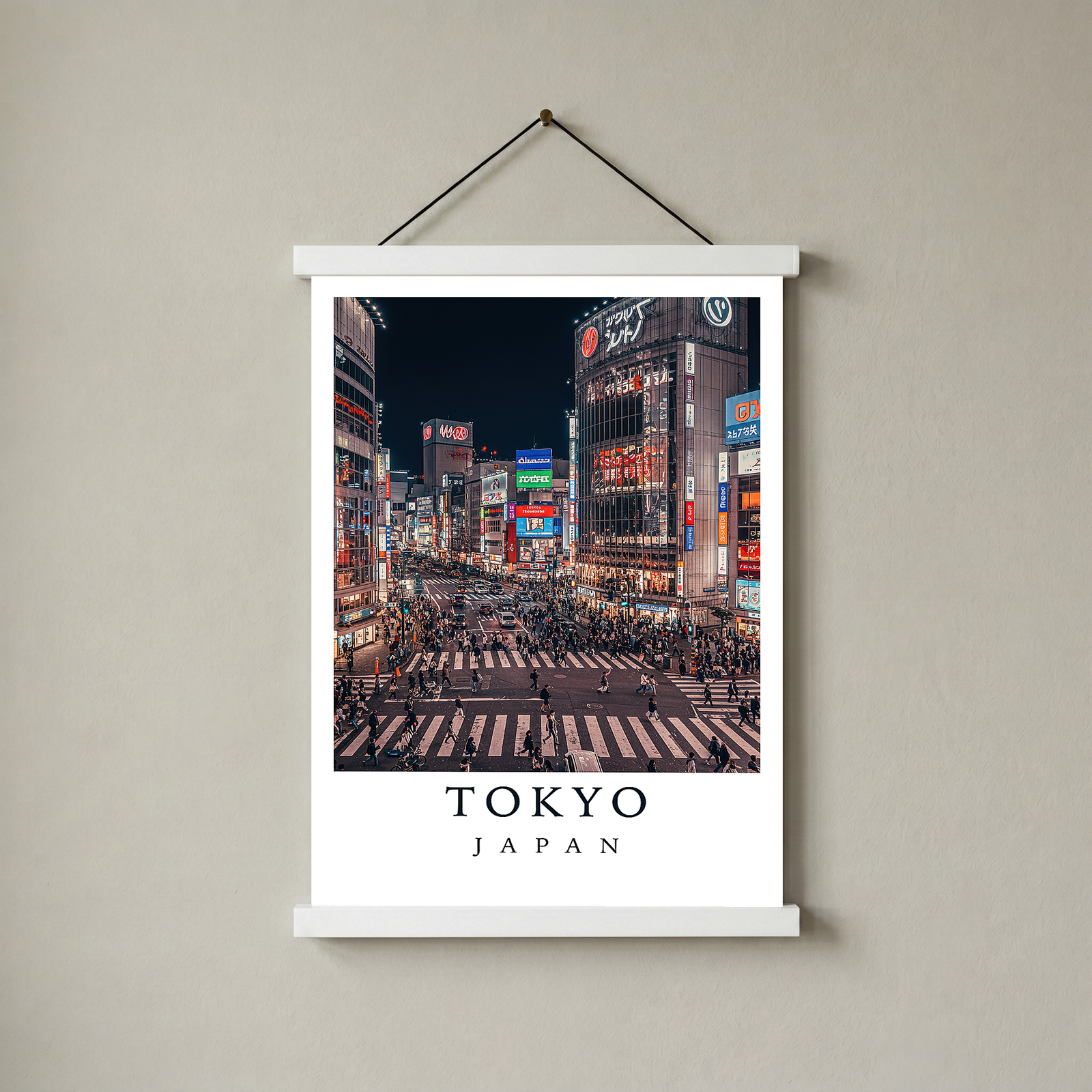 Tokyo Japan Travel Poster — Shibuya Crossing Neon Night Cityscape