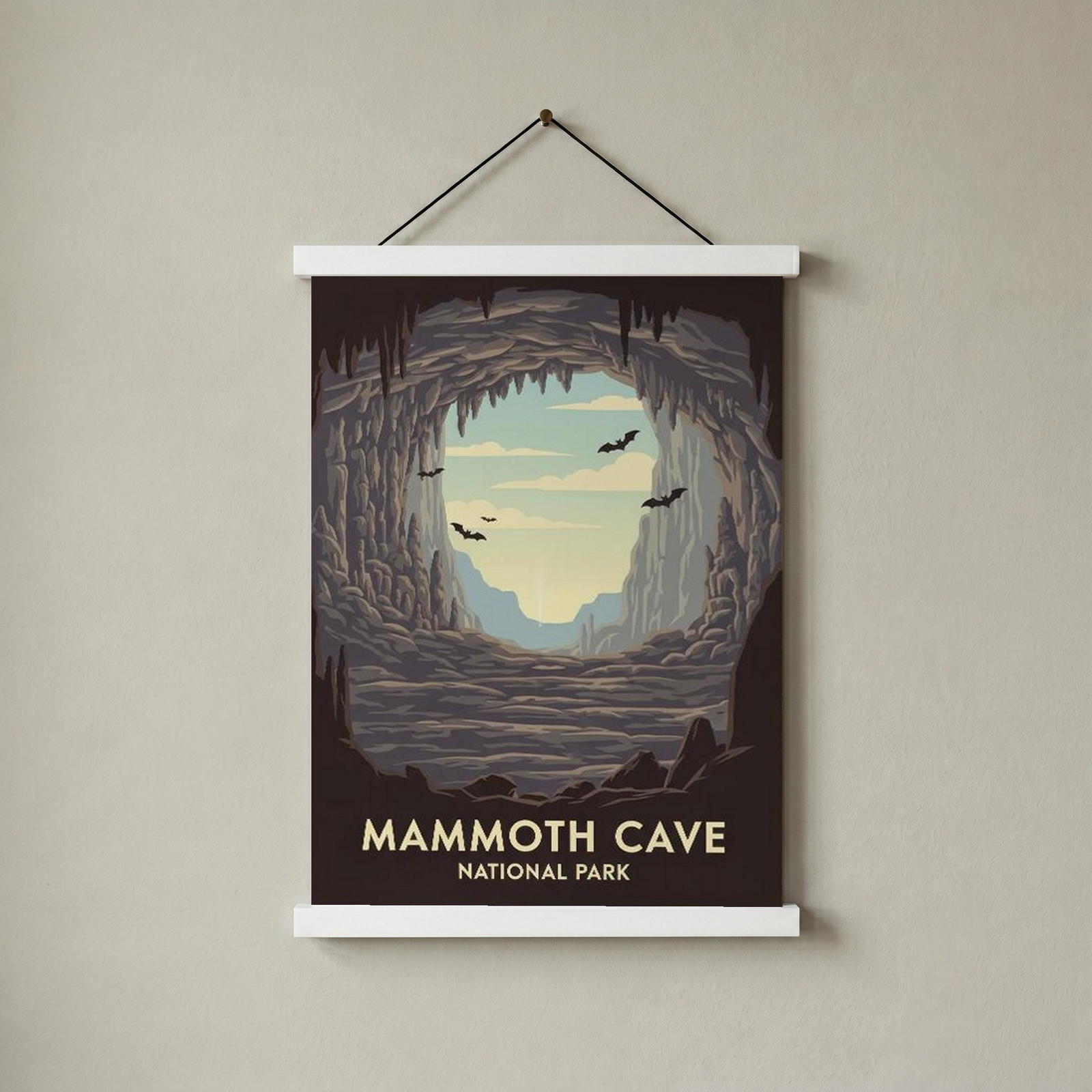 Mammoth Cave National Park Poster — Vintage Kentucky Cave Bat Print