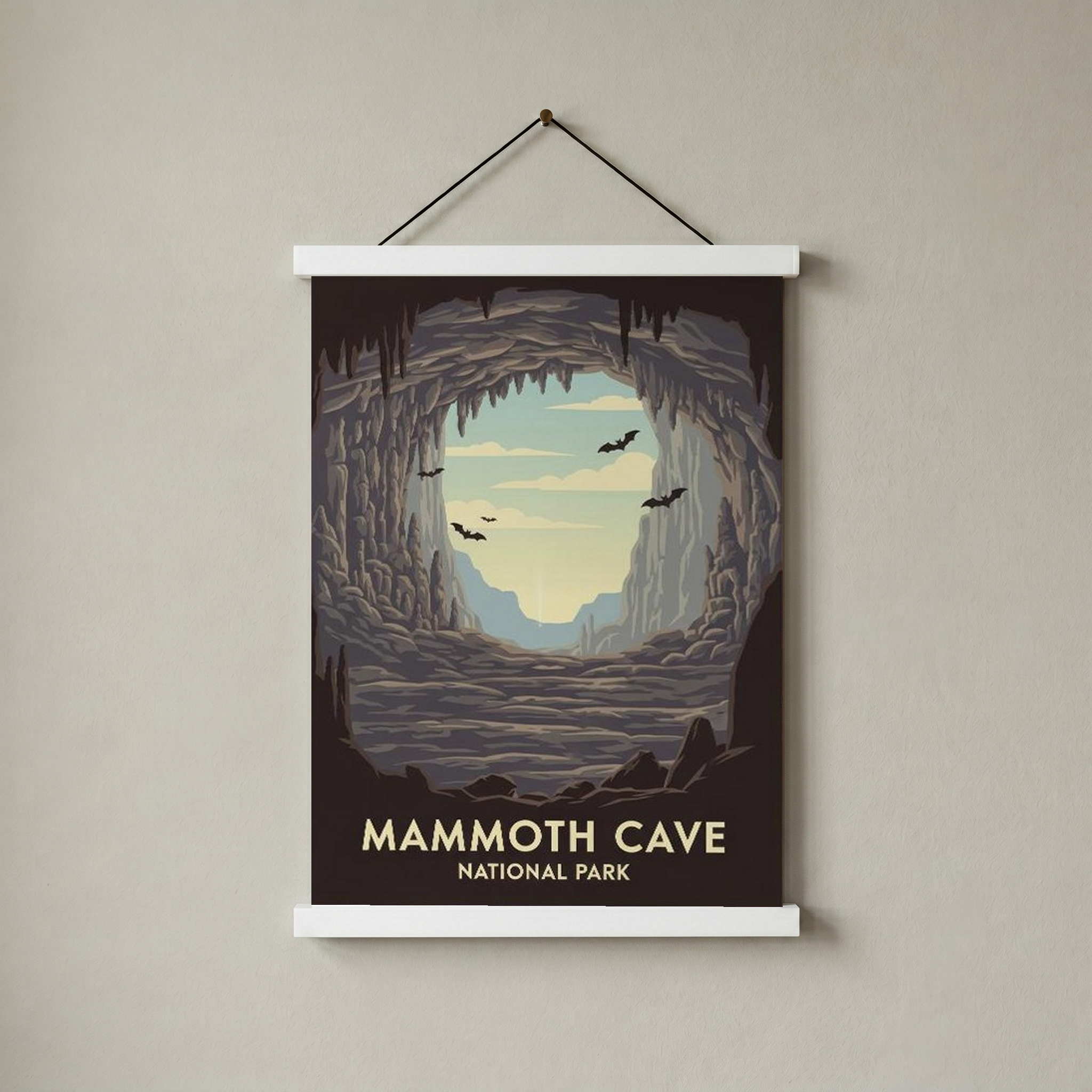 Mammoth Cave National Park Poster — Vintage Kentucky Cave Bat Print