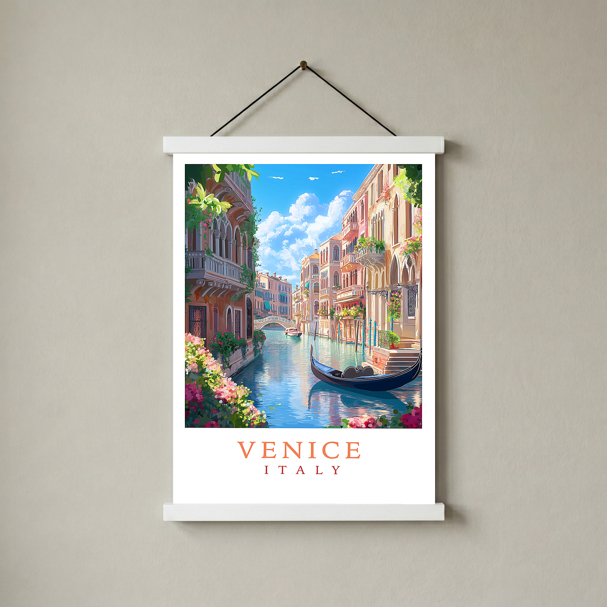 Venice Italy Travel Poster — Vintage Canal Gondola Romance Print