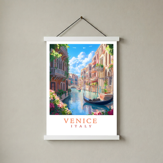 Venice Italy Travel Poster — Vintage Canal Gondola Romance Print