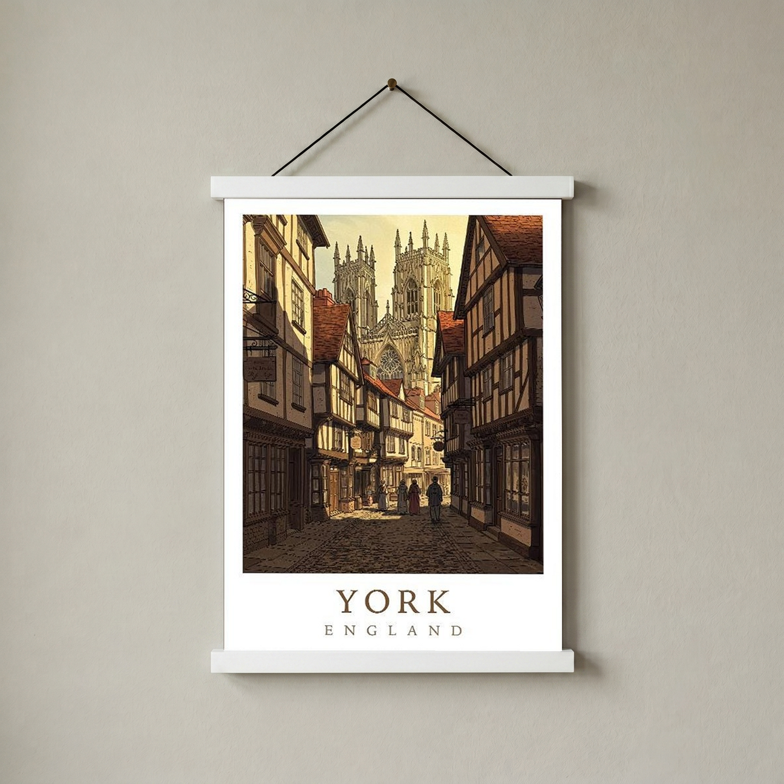York England Travel Poster — Shambles Medieval City York Minster Print