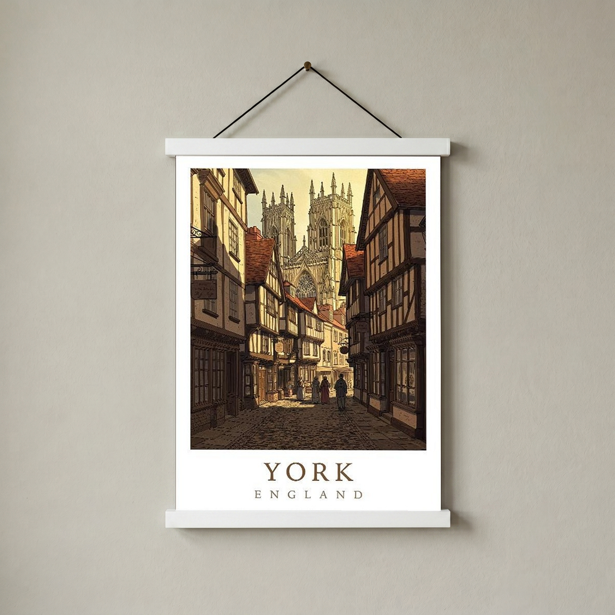 York England Travel Poster — Shambles Medieval City York Minster Print