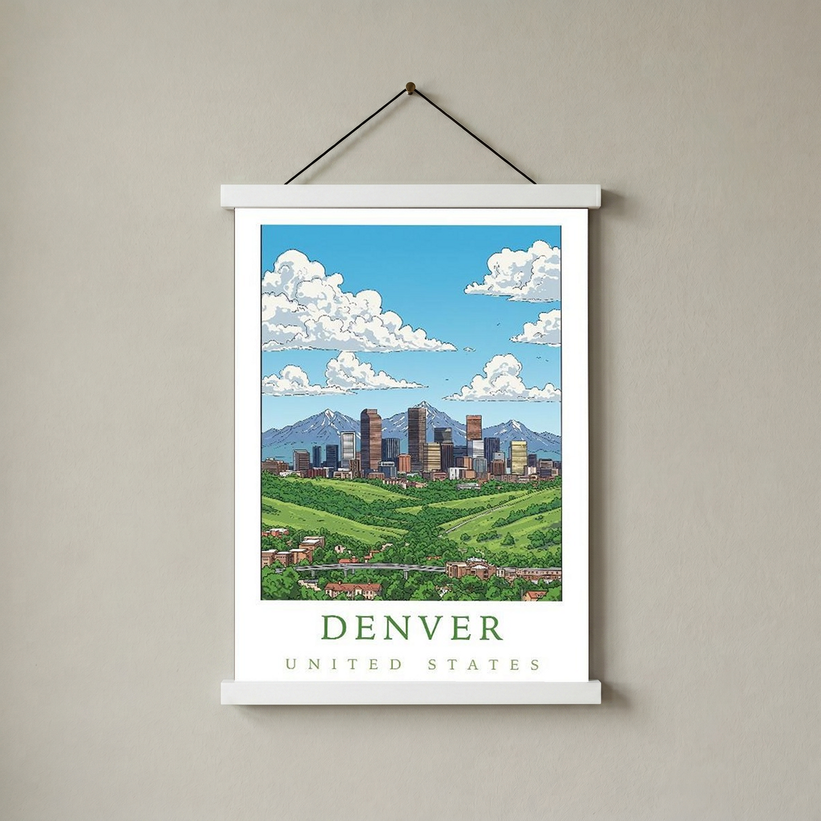 Denver Colorado Travel Poster — Rocky Mountains Mile-High Skyline Print