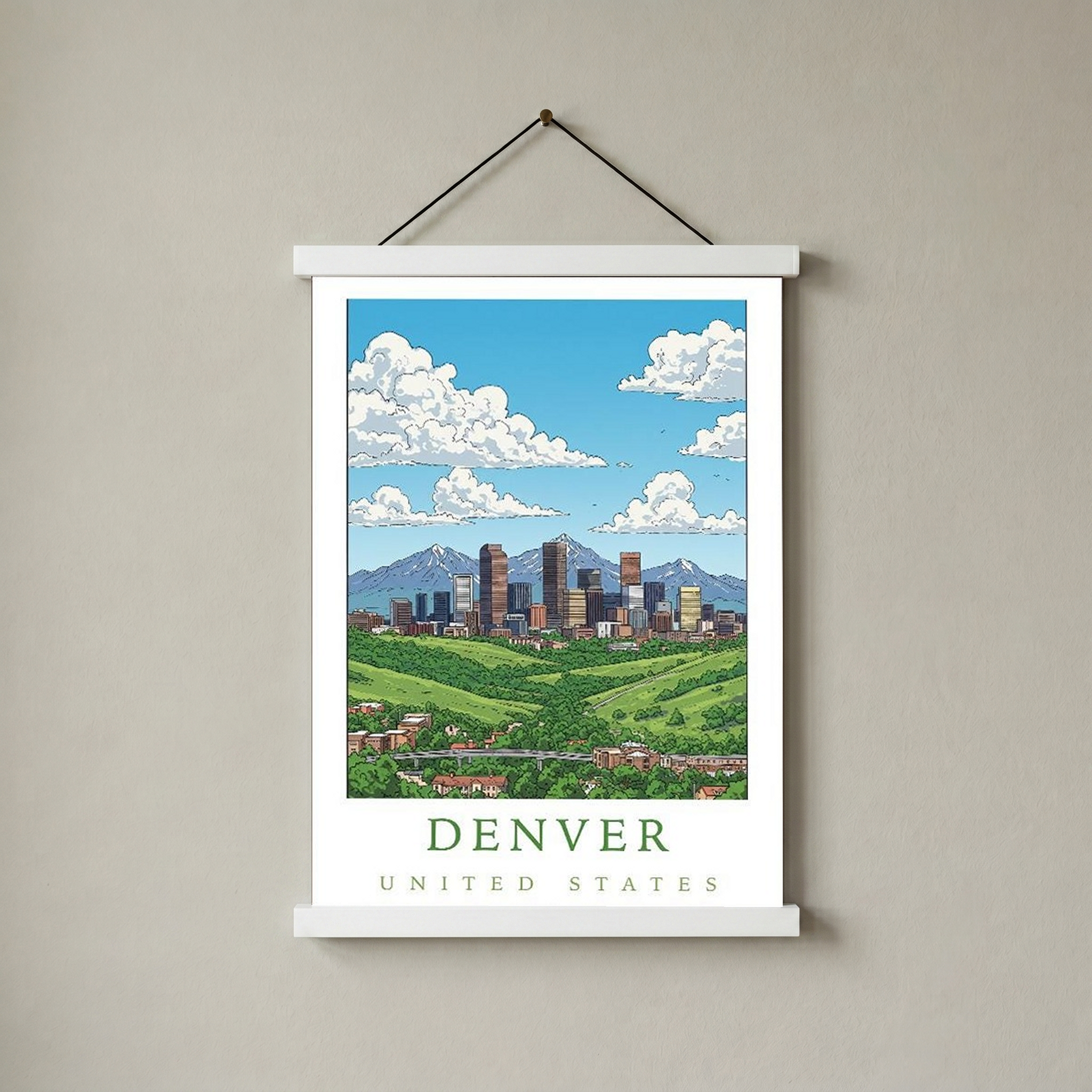 Denver Colorado Travel Poster — Rocky Mountains Mile-High Skyline Print