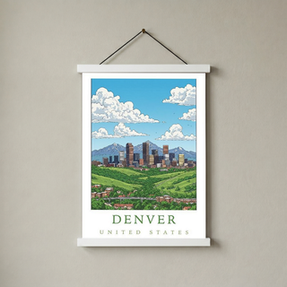 Denver Colorado Travel Poster — Rocky Mountains Mile-High Skyline Print