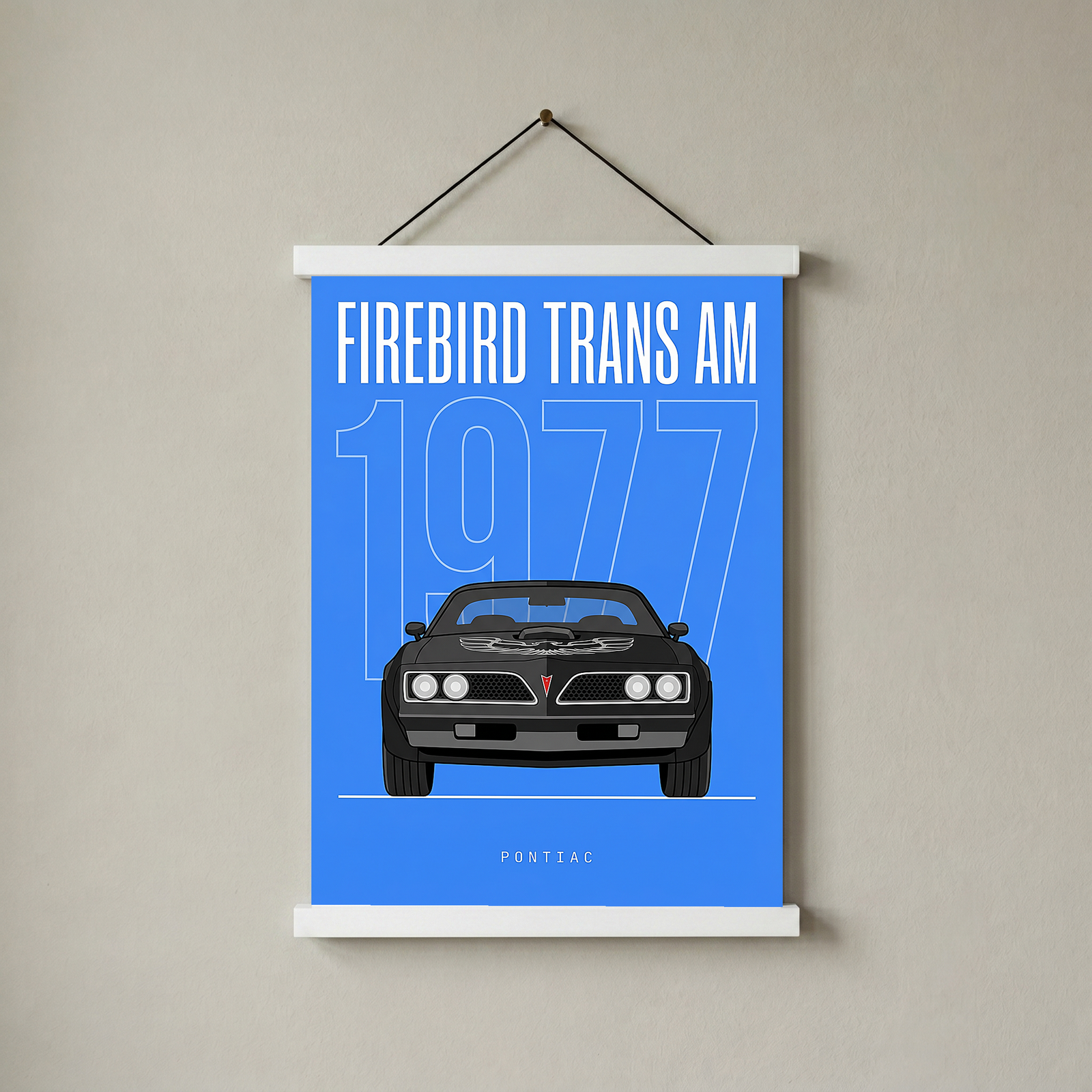 Pontiac Firebird Trans Am 1977 V2 Royal Blue Minimalist Poster — Bandit Muscle Line Art