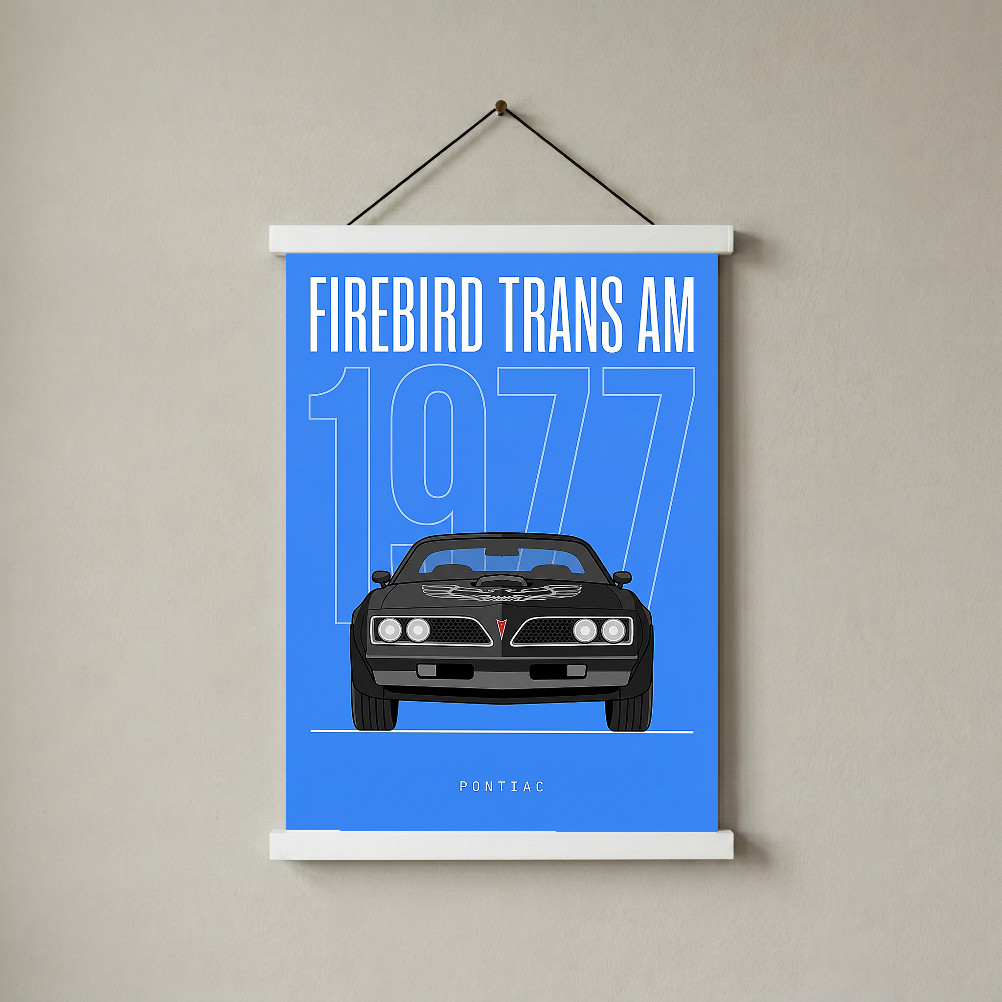 Pontiac Firebird Trans Am 1977 V2 Royal Blue Minimalist Poster — Bandit Muscle Line Art