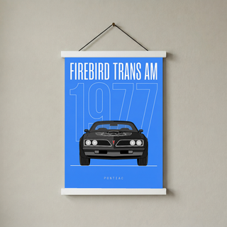 Pontiac Firebird Trans Am 1977 V2 Royal Blue Minimalist Poster — Bandit Muscle Line Art