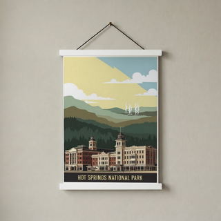 Hot Springs National Park Poster — Vintage Arkansas Bathhouse Row Print