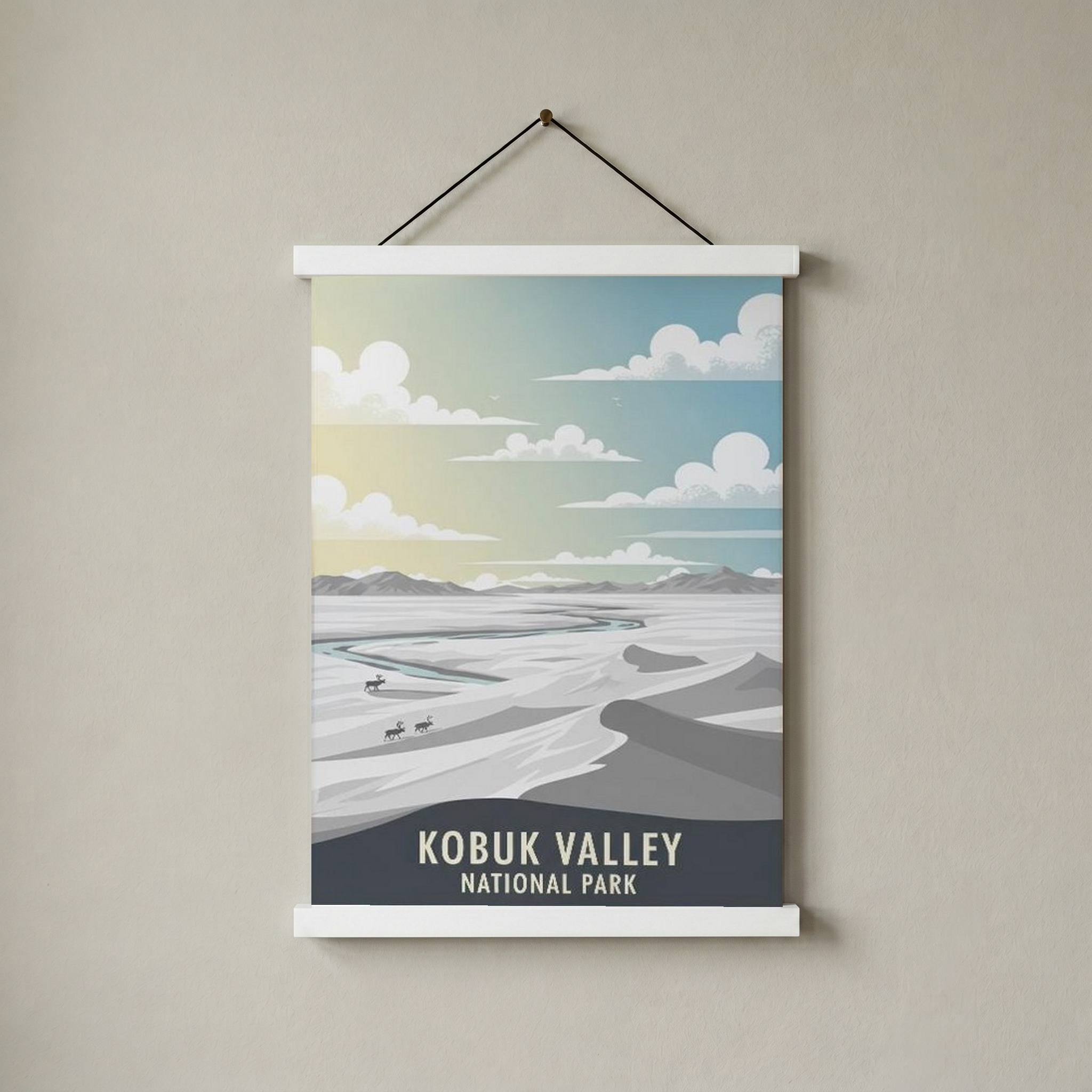 Kobuk Valley National Park Poster — Vintage Alaska Arctic Sand Dunes Caribou